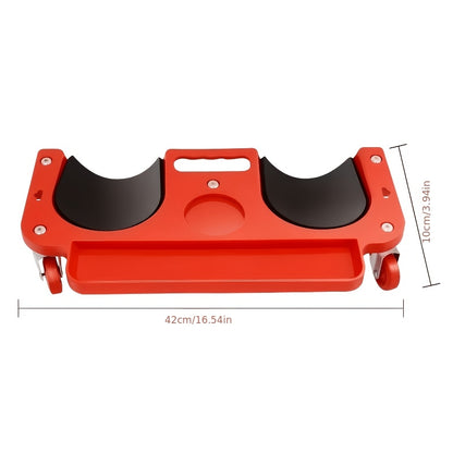 A Rolling Knee Protector with Wheels, A Rolling Knee Movement Platform with Foam-filled Knee Cups, Suitable for Automotive Repair, Flooring, And Garage Applications, with Dimensions Of 20.08 Inches X 5.51 Inches.