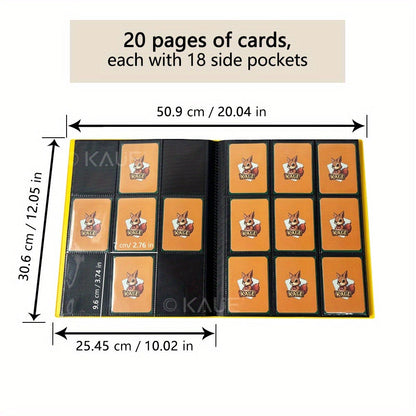 Pokemon Card Binder 360 Pocket 9-Pocket Side Loading – Durable PP Trading Card Album for MTG YuGiOh Sports Cards TCG, Double-Sided Pages, 7 Colors Green White Red Black Purple Blue Yellow