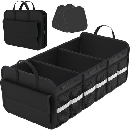Car Trunk Organizer for SUV - Large Collapsible Multi-Compartment Storage with Non-Slip Bottom, Heavy Duty Cargo Organizer for Road Trips, Travel & Daily Use