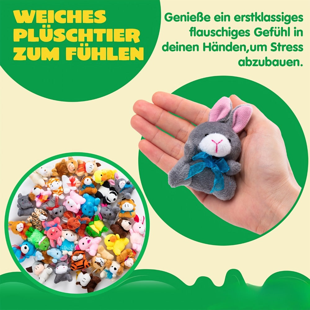 36 Pack Mini Stuffed Animals Bulk — 3 Inch Animal Plush Toys with Keychain 36 Unique Designs, Party Favors for Kids Birthday Carnival Prizes Pinata Fillers Goody Bag Stuffers Classroom Rewards