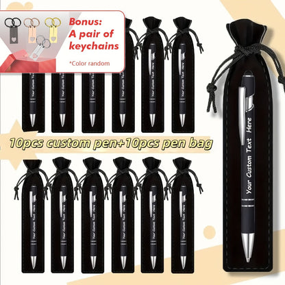 Custom Ballpoint Pens with Pencil Pouch Bulk Set – Personalized Ballpoint Pen Pack for Corporate Gifts, School Supplies, Office Promotions | 20/30/80 PCS Customized Pen & Bag Bundle