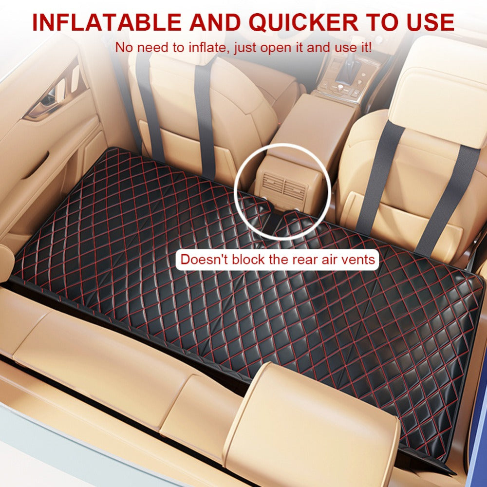Car Mattress Foldable Back Seat Sleeping Pad Thickened Faux Leather Non-Inflatable Universal Sedan Bed for Travel Camping Afternoon Nap Road Trip