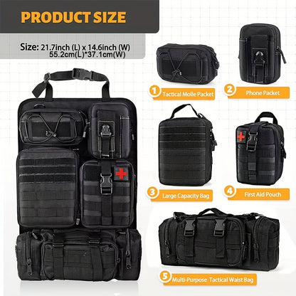 [Universal] Car Seat Back Organizer, Upgrade Vehicle Panel Organizer with 5 Detachable MOLLE Pouches for Vehicles Such As Jeep, Truck, SUV, Etc Multipurpose Car Organizer Hanging Travel Accessories Organizer Comes with 6pcs Keychains