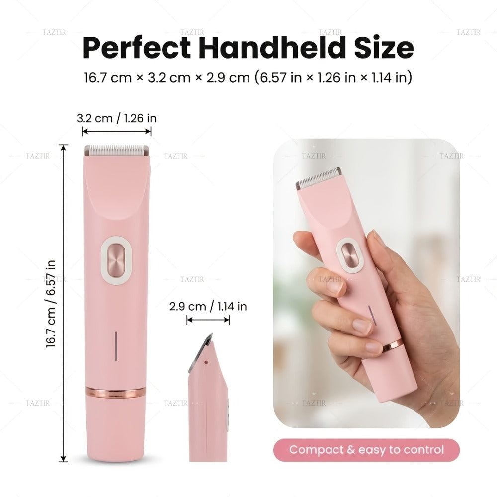 Electric Shaver & Bikini Trimmer for Women Dual Head USB Rechargeable – Multipurpose Face Body Hair Removal for Arms Legs Underarm, Portable Cordless Razor Pink Gift Set