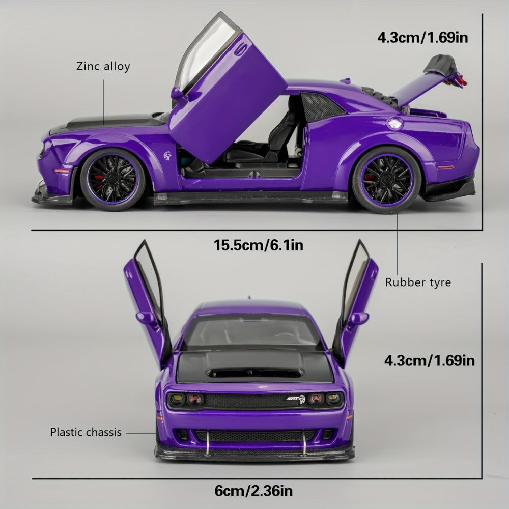 Dodge Hellcat Diecast Car Model 1:32 Scale Alloy Replica with Display Base | Openable Doors, Collectible Mini Vehicle | Birthday Christmas Gift for Car Lovers
