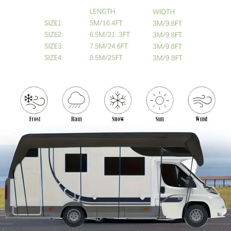 RV & Motorhome Cover, Polyester Travel Trailer Protector, Snow Frost Leaf Dust Rain Sun Protection, with Convenient Storage Bag, Adjustable Straps + Hooks, Easy Installation RV & Trailer Covers