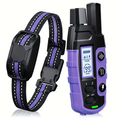 Dog Training Collar with Remote 3300ft Range – Rechargeable E-Collar with Vibration, Static & Beep Modes | Adjustable Nylon Strap for Small to Large Dogs 5–150 lbs | 1 Dog or 2 Dog Options | Purple