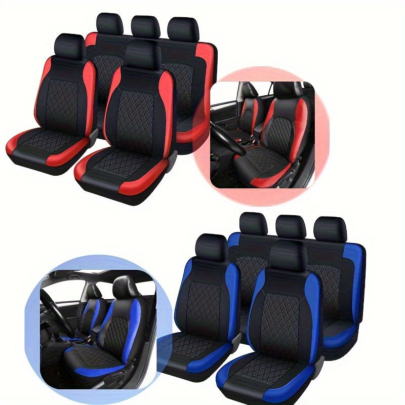 PU Leather Car Seat Covers Full Set Car Seat Covers Full Set Front Seats And Rear Bench,  Fit 5 Seat Covers Jeeps Car Accessories for Men for SUV, Automotive Truck, Scratch Proof