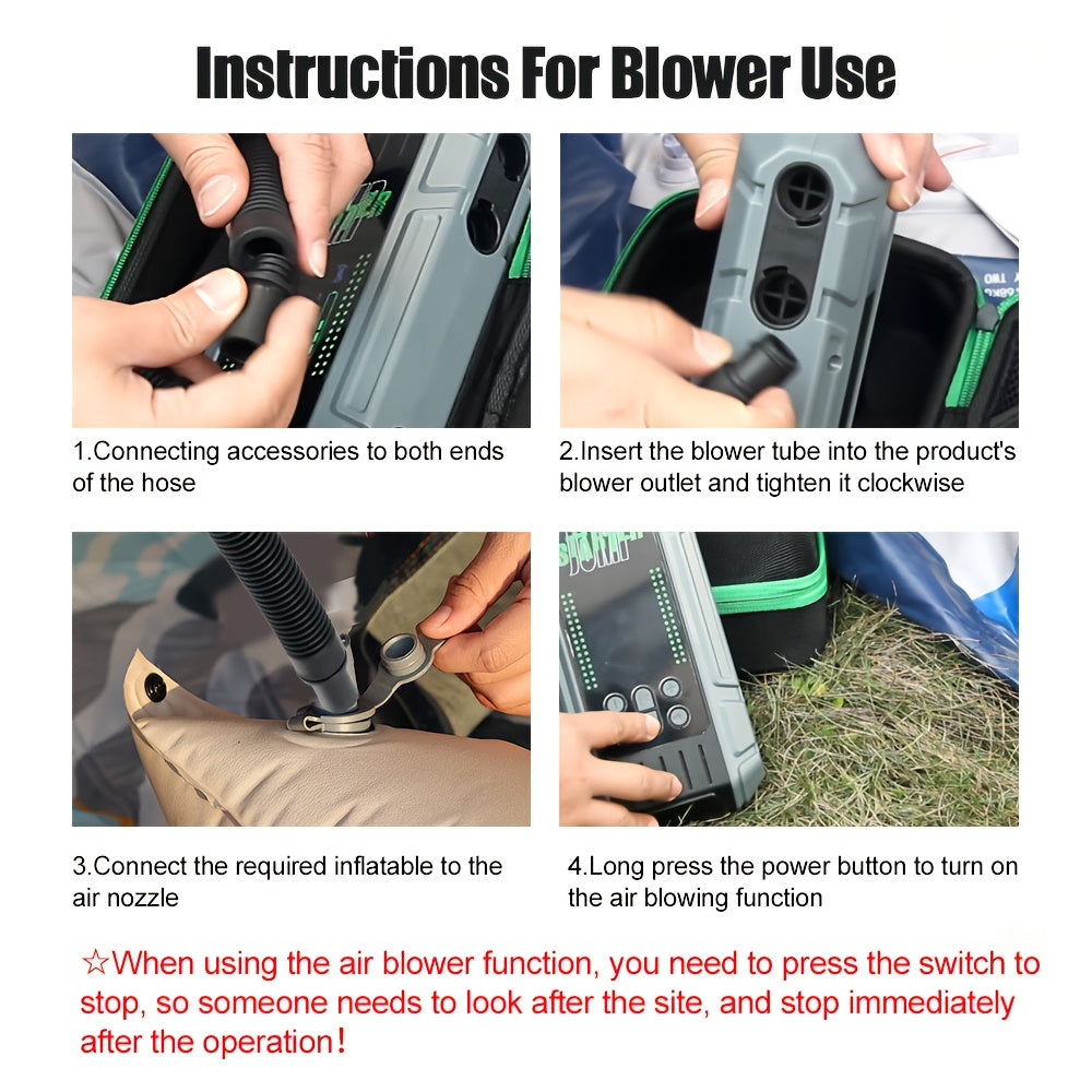 9000A Jump Starter Featuring an Air Compressor, Designed for All Gasoline And 2.11gal Diesel Engines. This Multifunctional Battery Pack Includes a Digital Tire Inflator, Blower Pump, PD65W Fast Charging Technology for Both Input And Output