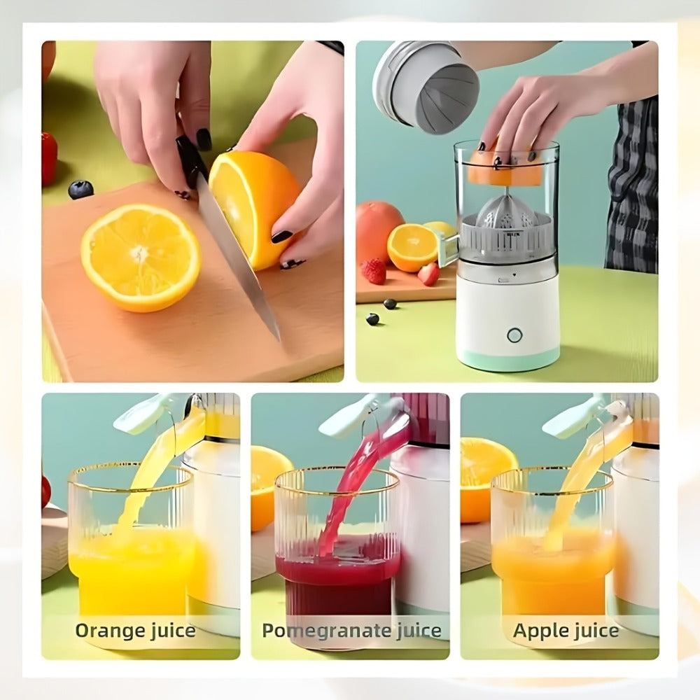 Rechargeable USB Electric Citrus Juicer Portable Citrus Press for Oranges Lemons Grapefruit Kiwi Removable Parts Pulp Separation Compact Juice Maker for Travel Home Green