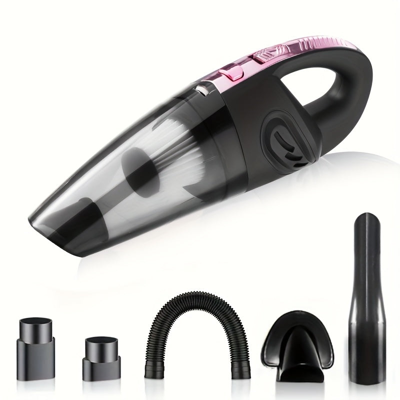 Car Vacuum Cleaner, Handheld Vacuum Cleaner with 4200PA Super Strong Suction, 1800Mah Large Capacity, Low Noise, with Five Matching Additions for Car Interior Care, Home And Pet Cleaning, Car Additions for Women Pink Girly Car Stuff Gift