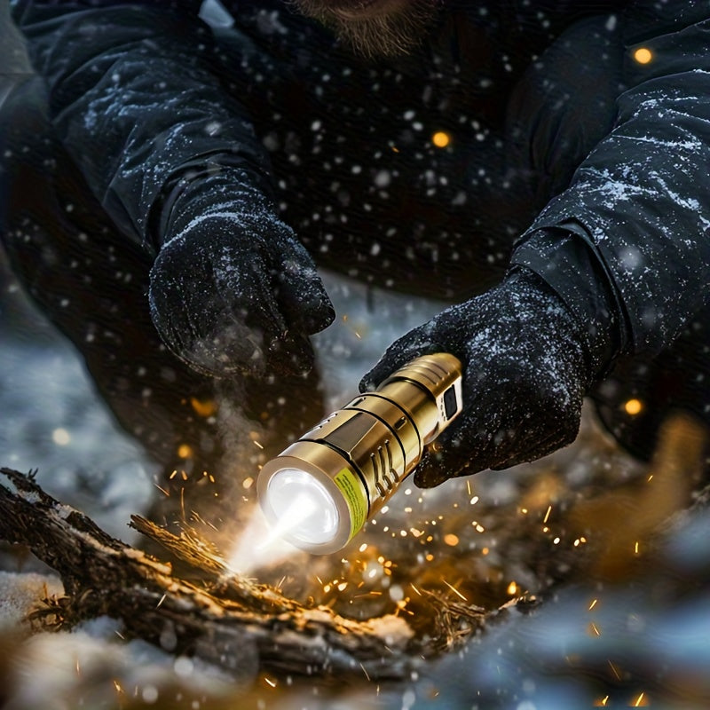 Rechargeable Flashlight 4000mAh - 1000 Lumen Dragon Pattern LED Torch, Zoomable Beam, Fire Starter Lens, 4 Modes, Aluminum Alloy for Camping, Outdoor & Emergency Use