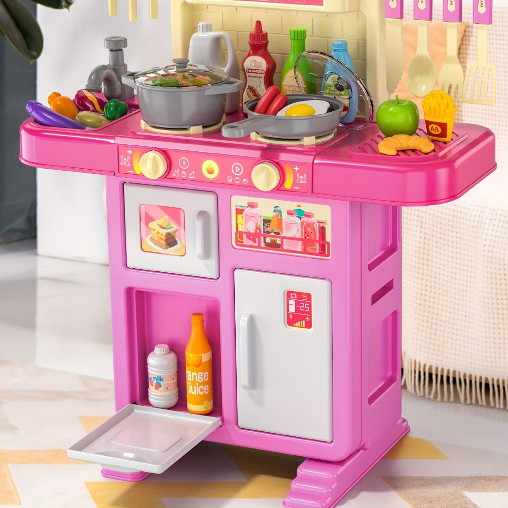 Pretend Play Kitchen Playset with Lights & Sounds – Interactive Toy Kitchen Accessories for Toddlers Ages 3+ – Indoor Kids Cooking Set Christmas Birthday Holiday Gift