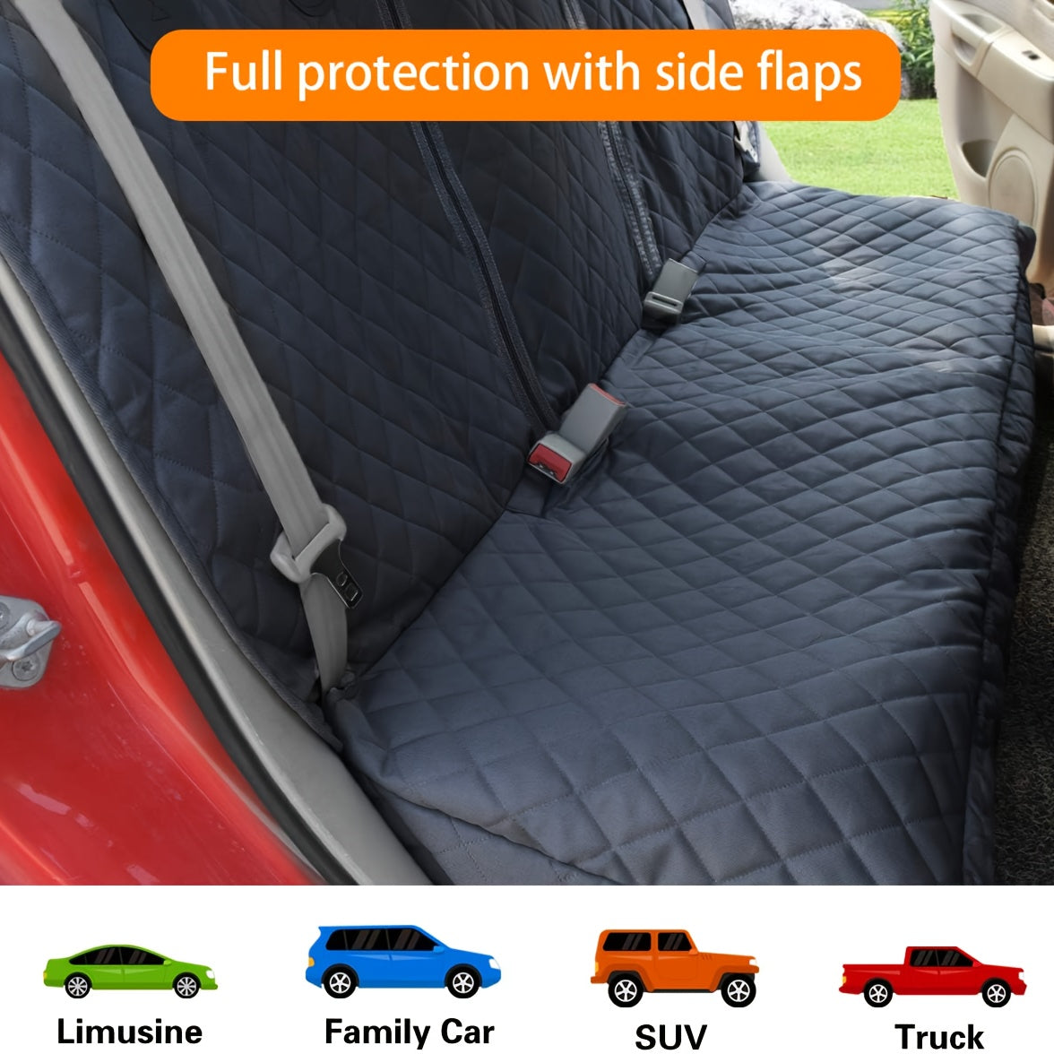 Back Seat Cover, Split Bench for Cars, Trucks, Suvs, Easy Cleanup Car Seat Protector, Compatible for Armrest, Washable, Non-Slip Rear Seat Cover