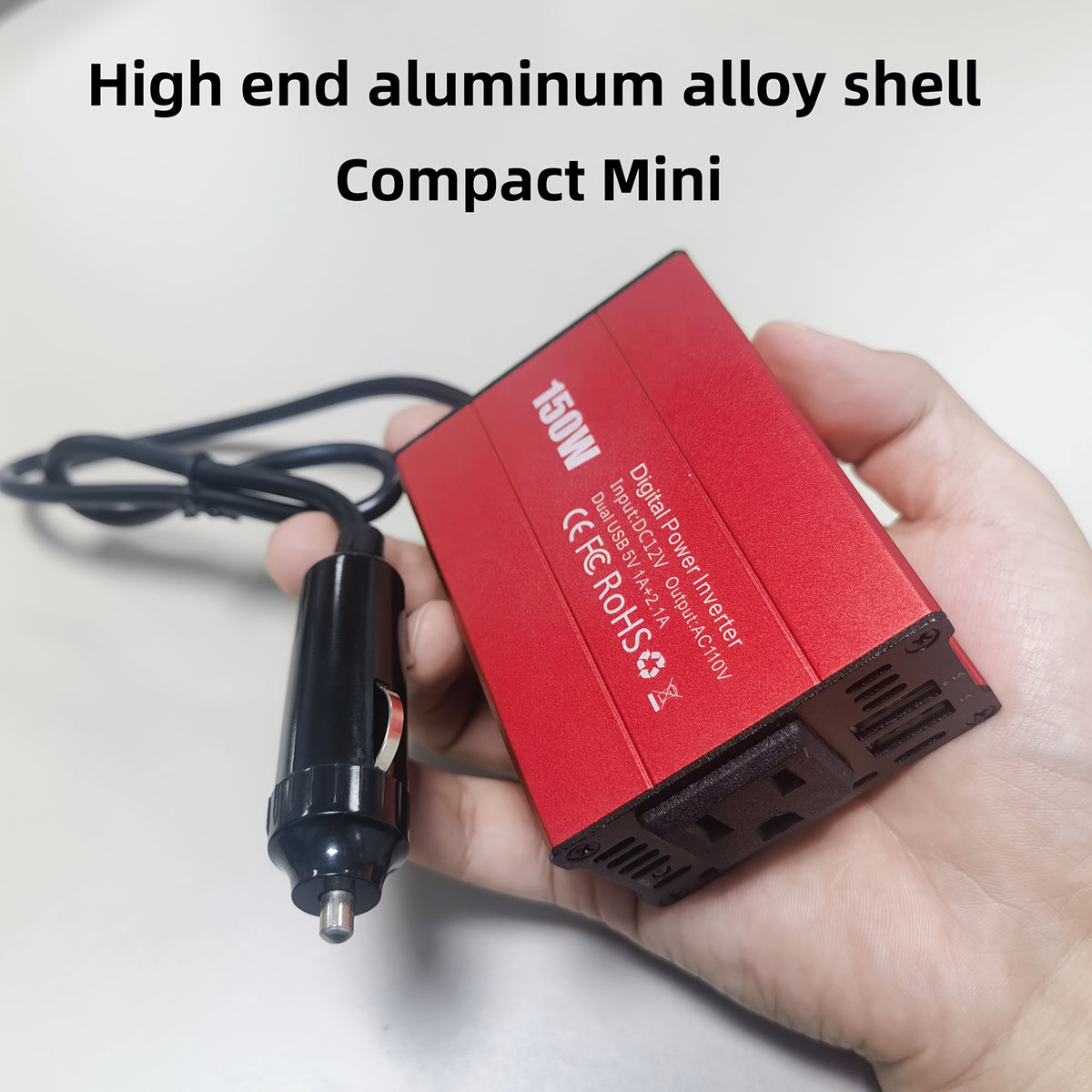 150W Car Power Inverter 12V DC to 110V AC Converter Vehicle Adapter Plug Outlet with 3.1A Dual USB Car Charger for Laptop Computer