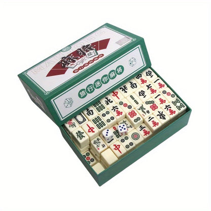 Mini Mahjong Set Portable Travel Size – Authentic Compact Mahjong Game for Family Fun, Logical Thinking & On-The-Go Entertainment, Great Gift for Adults Teens and Families