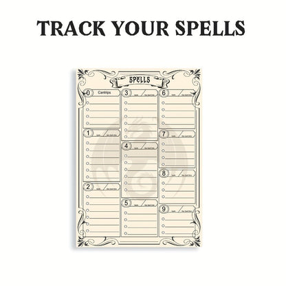 DnD 5e Character Sheet Set with Spell Tracker – A5 Player Journal for Dungeons & Dragons Campaigns, 10 Sets x 6 Unique Pages (60 Pages Total), Complete RPG Role Playing Game Accessory & Gift for Players & DMs
