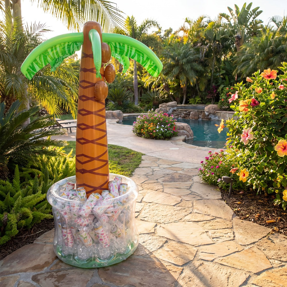 5FT Inflatable Palm Tree Drink Cooler – Tropical Beverage Ice Bucket for Luau Hawaiian Pool Party Decorations | Beach Theme Birthday & Summer Outdoor Party Supplies, Indoor & Outdoor Use