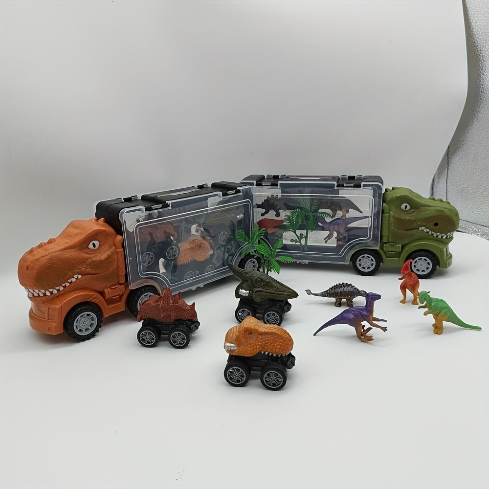 T-Rex Dinosaur Car Playset for Kids – Large Dino Truck with Mini Dinosaur Cars Figures & Accessories, Boys Dino Vehicle Toy Birthday Gift Ages 3 4 5 6