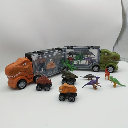 T-Rex Dinosaur Car Playset for Kids – Large Dino Truck with Mini Dinosaur Cars Figures & Accessories, Boys Dino Vehicle Toy Birthday Gift Ages 3 4 5 6
