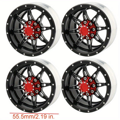 1.9" Beadlock Wheel Rims for RC Crawler 4pcs – Aluminum Alloy Metal Hub Upgrade Set for Axial SCX10 SCX10 III CC01 D90 TRX4 TRX6 1/10 Scale Rock Crawler