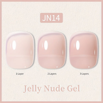 Nude Jelly Gel Nail Polish 10ml Skin Tone Transparent Finish – Semi-Permanent Soak-Off UV LED 30-Day Wear, Jade Nail Art Minimalist Natural Look for Women, Shades JN05 JN68 JN75 JN76