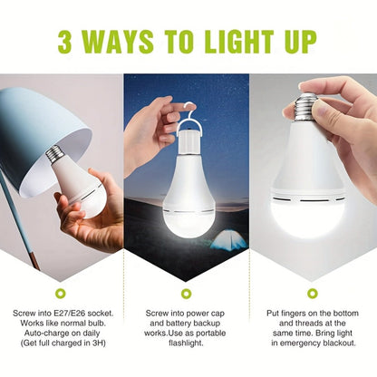 Emergency Light Bulb for Power Outages 2000mAh Rechargeable LED 6000K with Backup Battery – Auto-On Failure Detection, Hangable Emergency Lighting for Home Camping Power Failure, 4 8 12 Pack