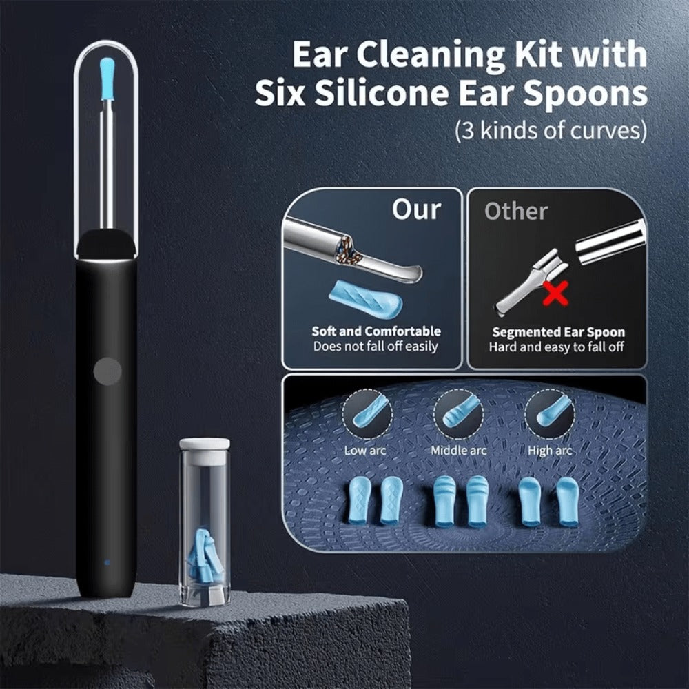 Visual Ear Pick Set 7-Piece Earwax Removal Tool with Camera and Light – Ear Pick Covers Included, Compatible with All Smartphones, Safe Home Ear Cleaning Kit for Adults