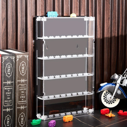 Wall Mounted Display Case 5-Tier for 40 Figurines Clear Acrylic Showcase with Built-In Stands & Mounting Hardware for Action Figures Funko Pop Anime Collectibles Mini Figures