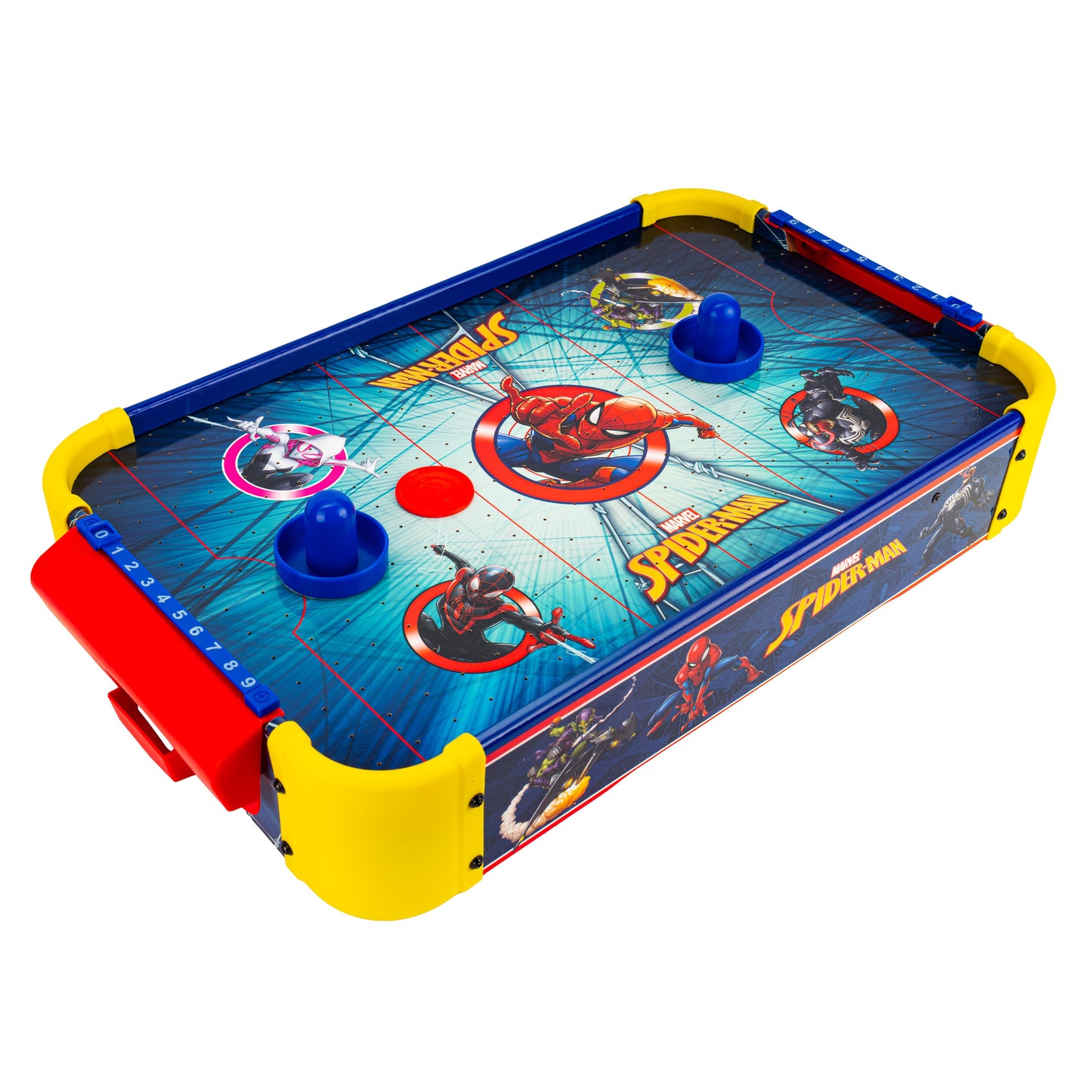 Spider-Man Tabletop Air Hockey Table Officially Licensed Marvel – Wood Electric Air Hockey Game for Kids Ages 5+, Superhero Game Night Toy, Birthday Gift for Boys & Girls