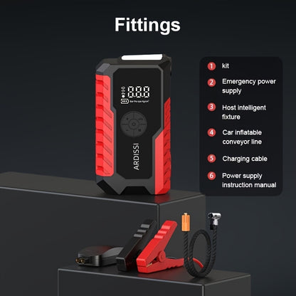 Portable Car Jump Starter 10000A with 150PSI Air Compressor Tire Inflator, 7-in-1 Emergency Battery Booster Pack for 12V Vehicles Up to 8.0L Gas/7.0L Diesel, 10000mAh Power Bank, LED Light & USB Charging