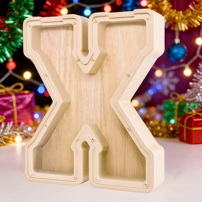 Alphabet Letter Piggy Bank A-Z Wooden Coin Bank Large Capacity Transparent – Personalized Savings Box for Kids | Back to School, Christmas & Birthday Gift