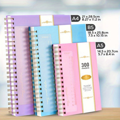 Large Spiral Notebook 300 Pages Hardcover – 8.5x11 A4 College Ruled 100GSM Lined Paper PVC Waterproof Cover for Work School Travel Women Men Purple Pink Blue Black Yellow Green
