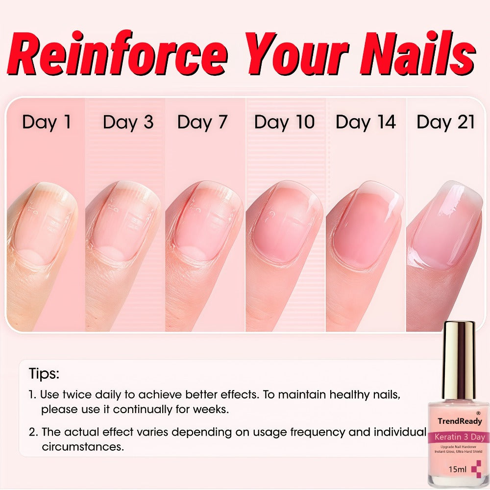 Nail Hardener Base Coat 2 Pack – Protein Repair Strengthener Treatment, HEMA-Free, Ridge Filler, Clear Polish for Weak Brittle Peeling Nails, Fast Dry Long Lasting