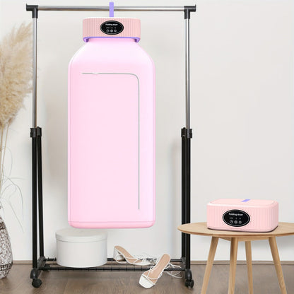 Portable Clothes Dryer with LED UV Light Foldable Compact Quiet Fast Drying Machine with Timer Easy Setup for Apartments Travel RV Small Spaces Pink Khaki Purple