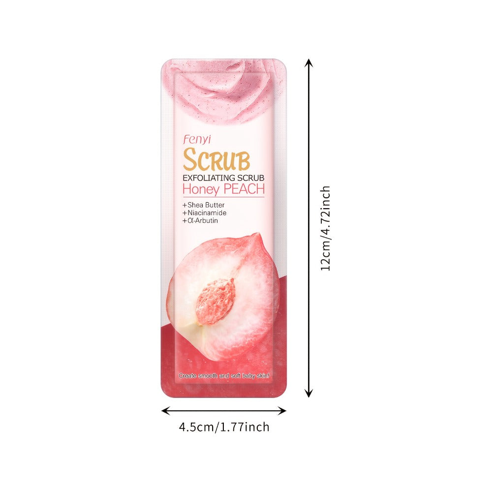 Exfoliating Body Scrub Peach Cream 50pcs Jojoba Bead Foot & Body Skin Gentle Cleansing Moisturizing Smooth Nourish Portable Travel Size Sachet