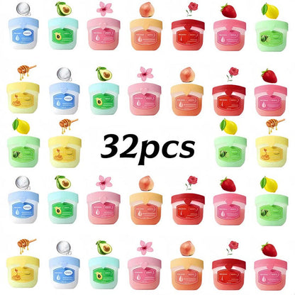 Lip Balm Set 32 Pieces 8 Colors - 24H Hydration Glossy Petrolatum Formula, Long-Lasting Moisturizing Lip Care for Dry Chapped Lips, Gift for Women Friends & Family