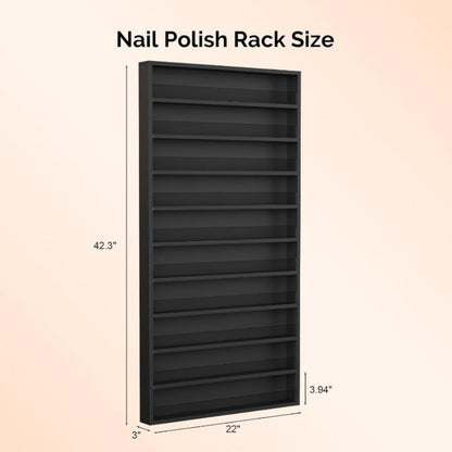 Wall Mount Nail Polish Rack Organizer 6 or 10 Tier with Acrylic Baffle Salon Display Shelf for Gel Polish Storage Nail Studio Home Spa Vanity Black White Pink