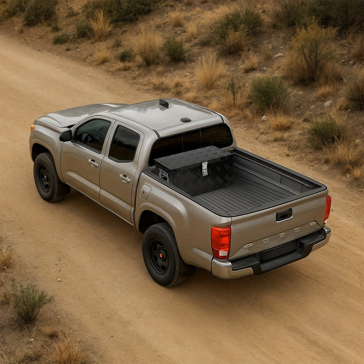 20 Inch Aluminum Alloy Truck Tool Box - Lockable Underbody Storage Organizer for Pickup Trucks, Trailers & Flatbeds, Black