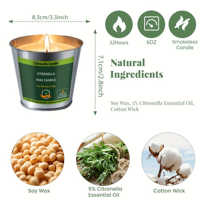 Citronella Candles Set 4 Pack Outdoor Indoor Bug Repellent Candles for Patio BBQ Garden Yard Camping Party Deck Holiday Gift Fall Candles Mosquito Repellent