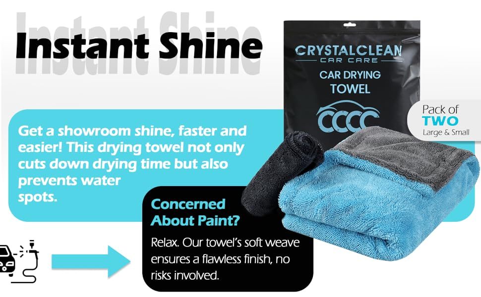 Extra Large Pack of 2 Double Twisted Loop Quick-Drying Towel | 24X36 Inches 1400GSM And 12X12 Inches | High Absorbency | Leaving No Streaks | Designed for Car Detailing