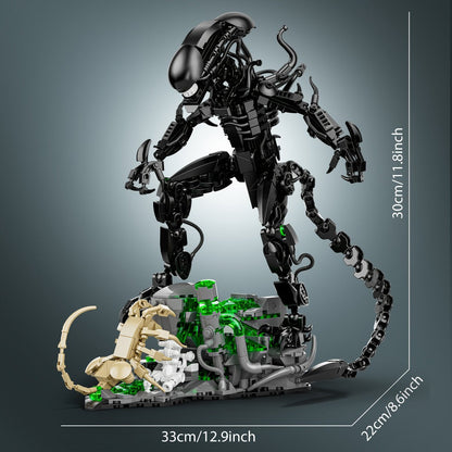 Alien Beast Building Blocks Set 958pcs – Sci-Fi Movie Character Model Kit, Black ABS Bricks, STEM Toy for Kids Teens & Adults, Cool Birthday Christmas Gift Display Collectible