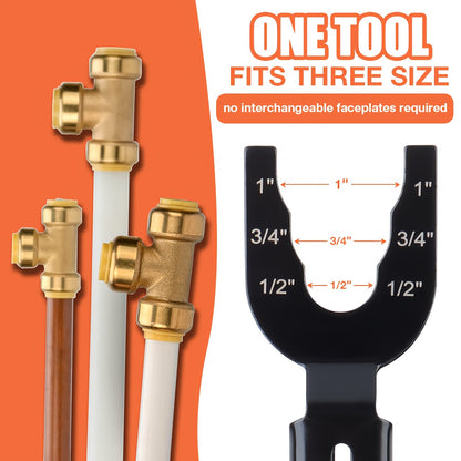 [Pipe Disconnect Tool] Quick Connect Pipe Disconnect Tool Push to Connect Disassembly Pliers Carbon Steel with Ergonomic Non Slip Handle Compact And Compatible with PEX PVC And Copper Pipes Works with 1/2 Inch 3/4 Inch And 1 Inch Fittings for Easy Install