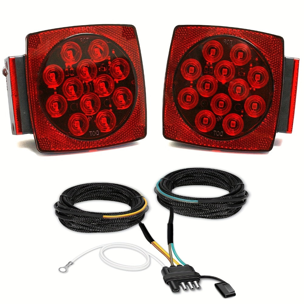 12V LED Trailer Tail Lights Kit - Stop, Turn Signal, Brake & License Plate Light for Trailers Under 80" - Boat, RV, Camper, Truck