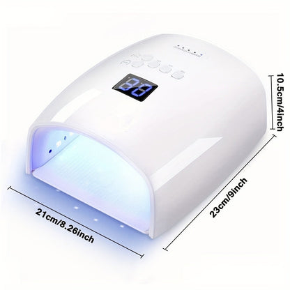 UV LED Nail Lamp 33 LEDs 4 Timer Settings Rechargeable Gel Nail Dryer All Gel Polish Full Hand Curing Low Heat Mode Home Salon Manicure Pedicure Tool Pink Blue White