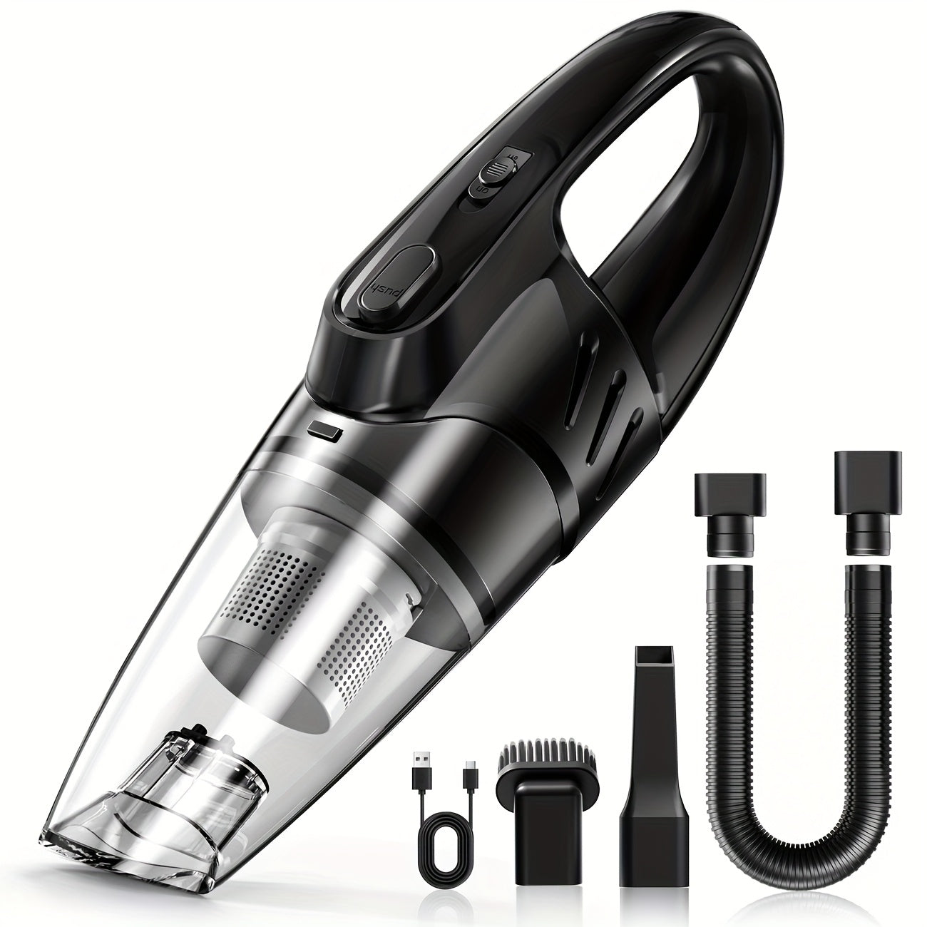 Car Vacuum Cleaner, 6000PA Super Strong Suction Handheld Vacuum, 2000mAh Large Capacity, Low Noise, Comes with Five Matching Accessories, for Car Interiors, Home, and Pet Cleaning, Pink Girly Car Accessories Gift for Women