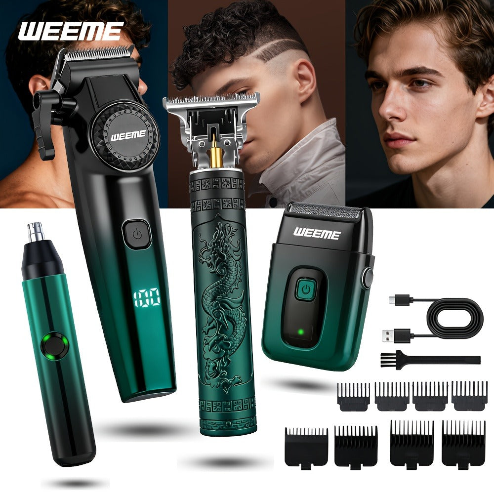 Men's Electric Grooming Kit 4-in-1 — Hair Clipper, Beard Trimmer, Electric Shaver & Nose Hair Trimmer Set, Gradient Design, 2-Piece & 4-Piece Options, Perfect Gift for Husband Dad Boyfriend