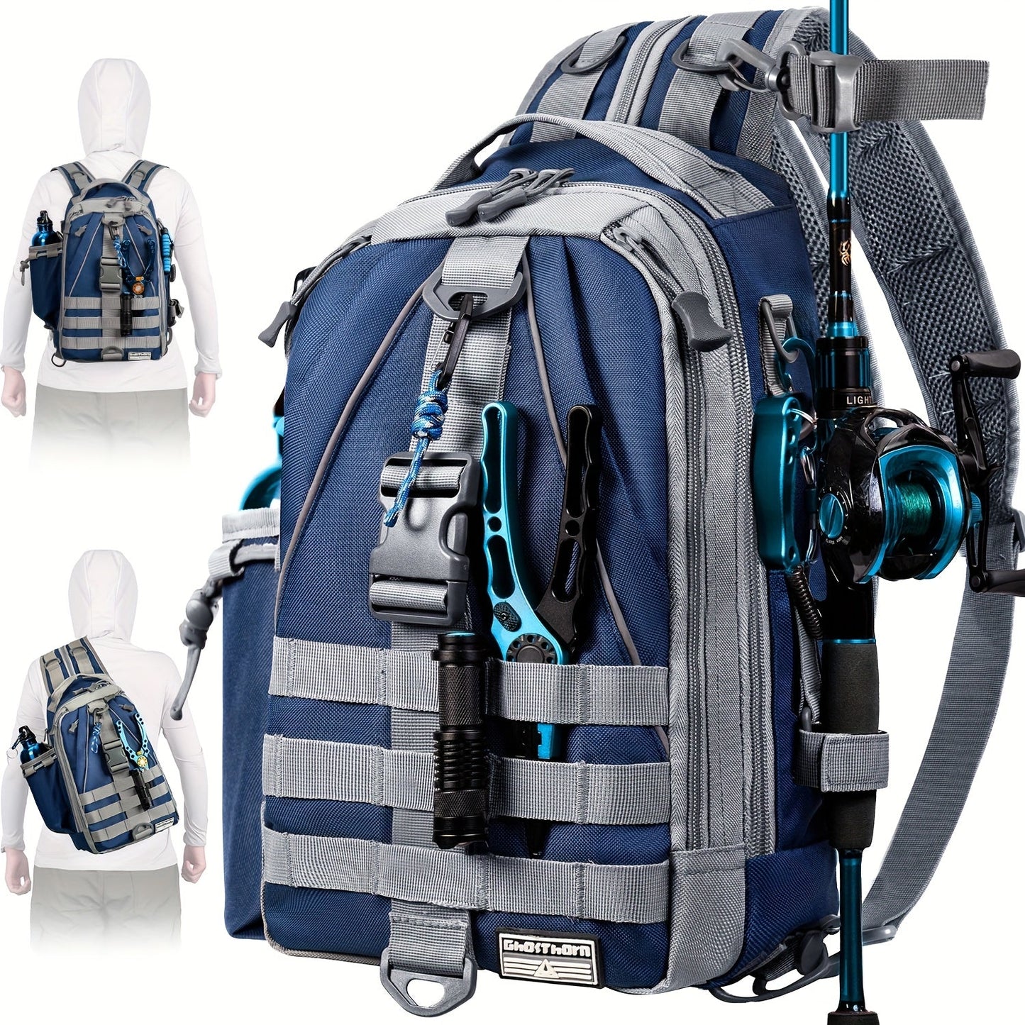 Waterproof Fishing Backpack Tackle Sling Bag – Rod Holder Daypack for Shore, Kayak & Fly Fishing | Men Women Outdoor Gear