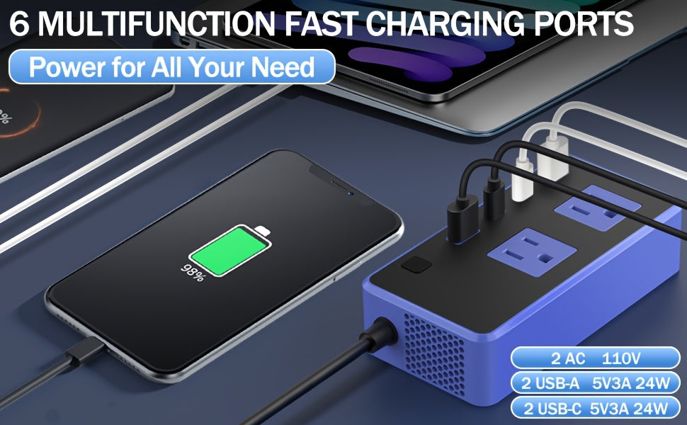 200W Car Power Inverter, ZunDian DC 12V to 110V AC Car Plug Adapter, Car Inverter Charger with PD 24W/ QC 24W Quick Charge, Power Inverter for Vehicles, Car Office Working, Camping, Road Trip