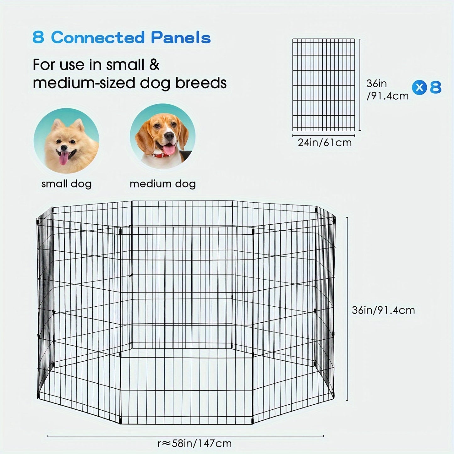 Foldable Metal Wire Dog Playpen & Pet Gate – 24/30/36/42" Indoor Outdoor Fence for Large Medium Small Dogs